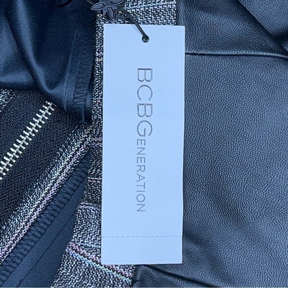 NEW SIZE 6 BCBGeneration TWEED FAUX LEATHER MINI SKIRT PREPPY ACADEMIA - Picture 9 of 10